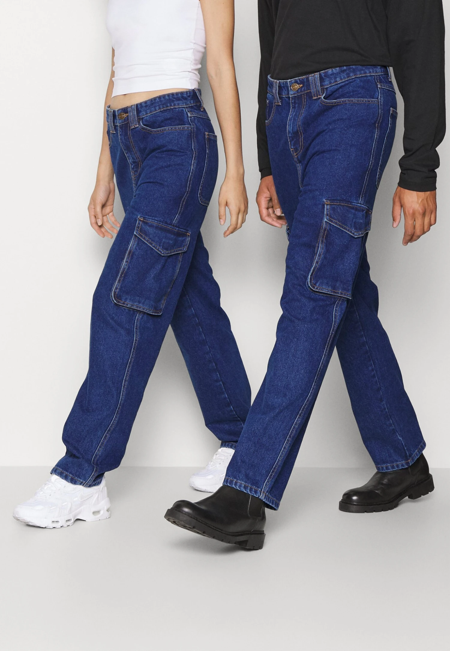 YOURTURN Cargo Denim Wide Leg Unisex - Relaxed Fit Jeans - Rinsed Denim 4 YOURTURN Cargo Denim Wide Leg Unisex - Relaxed Fit Jeans - Rinsed Denim - Afbeelding 4