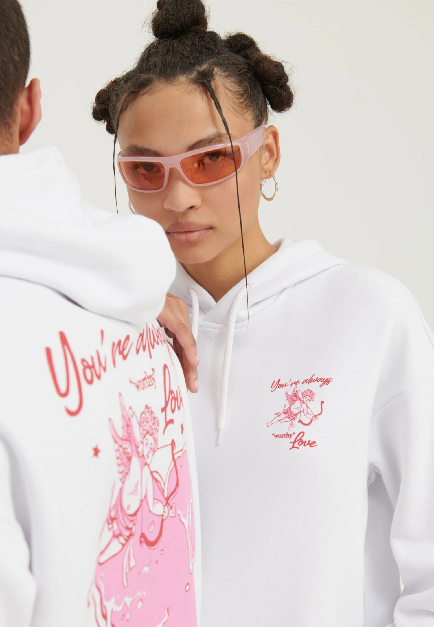 YOURTURN Heart Back Print Relaxed Hoodie Unisex - Hoodie - White 5 YOURTURN Heart Back Print Relaxed Hoodie Unisex - Hoodie - White - Afbeelding 5