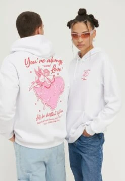 YOURTURN Heart Back Print Relaxed Hoodie Unisex - Hoodie - White