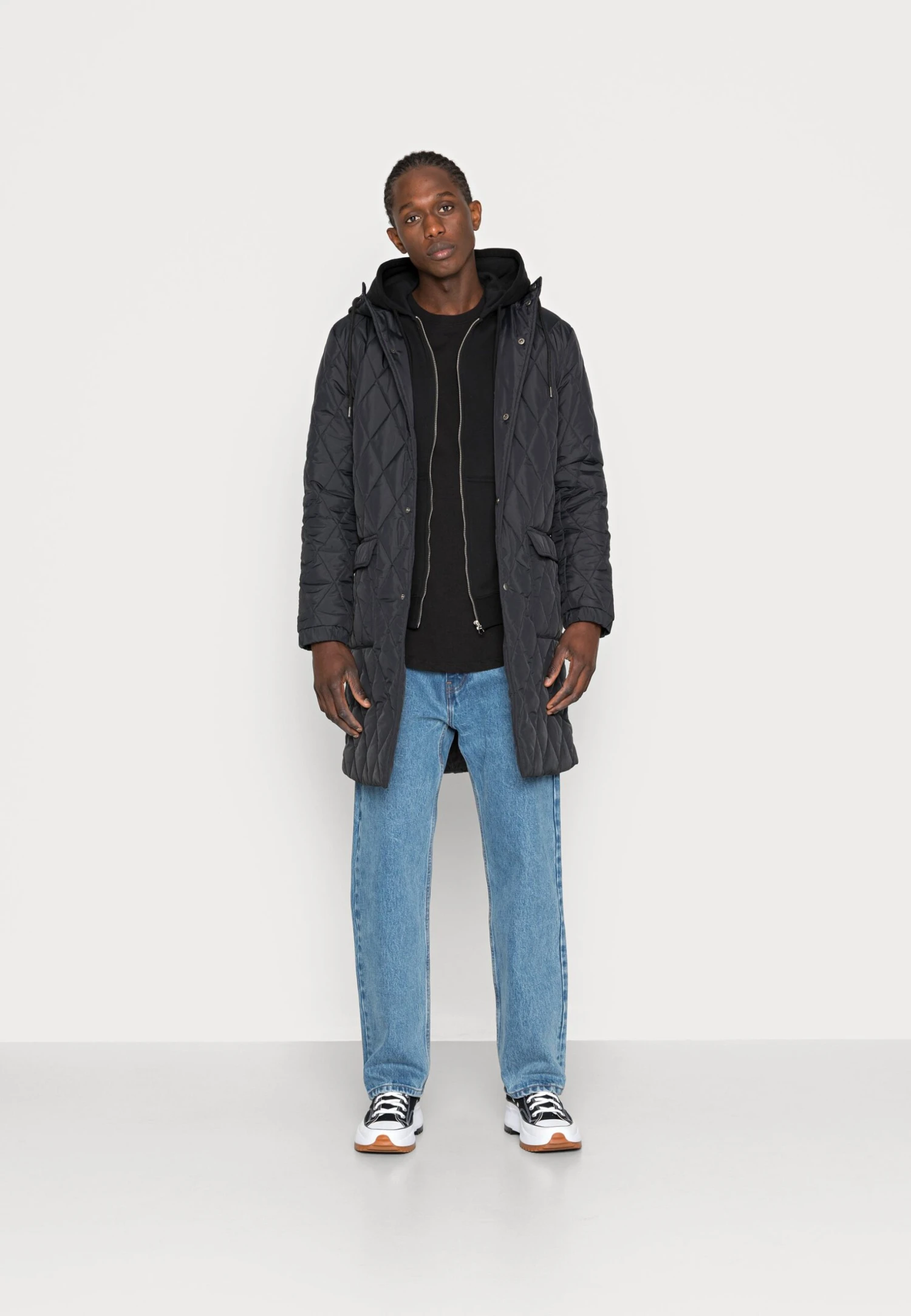 YOURTURN Coat Unisex - Halflange Jas - Black 2 YOURTURN Coat Unisex - Halflange Jas - Black - Afbeelding 2