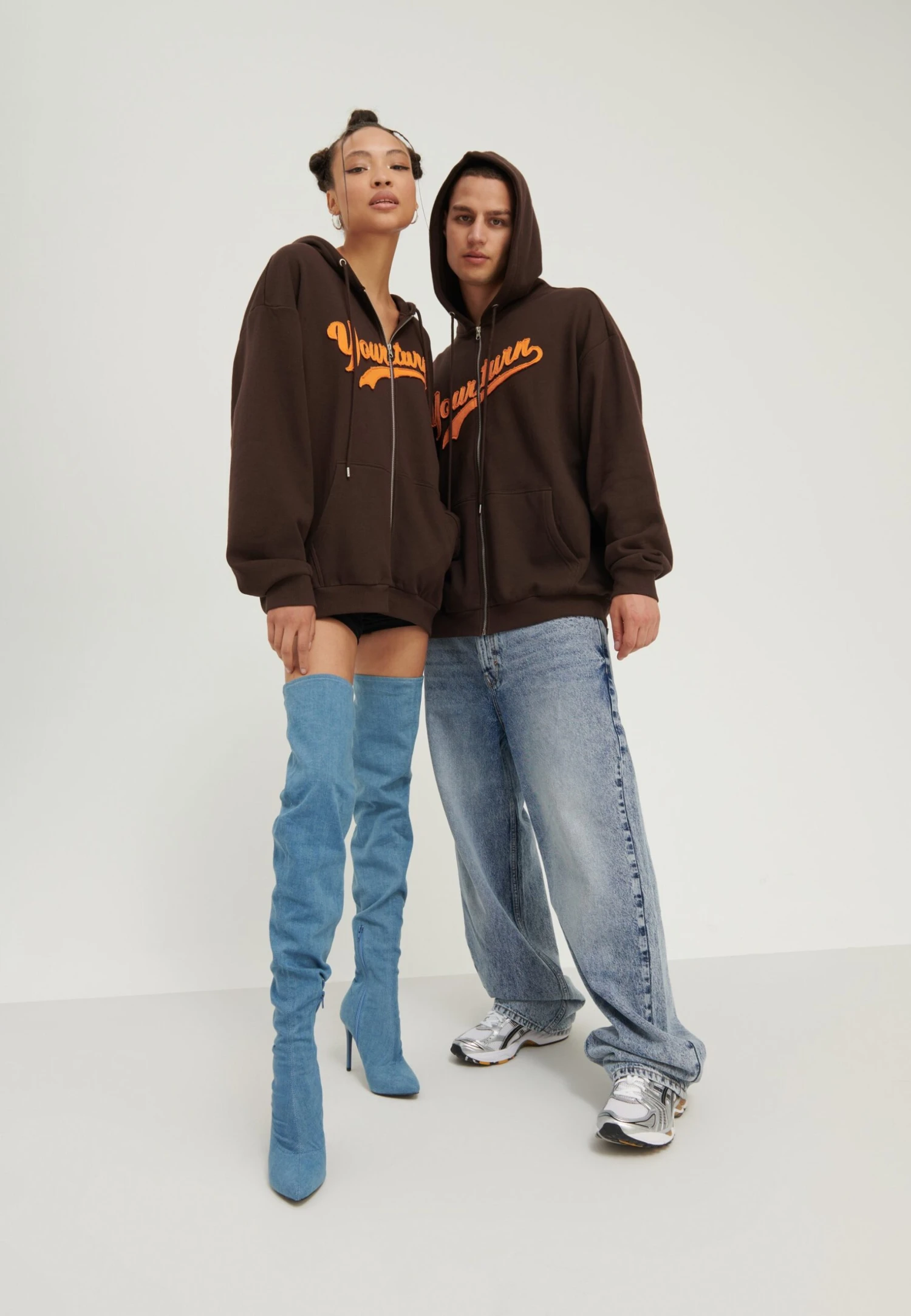 YOURTURN Unisex - Sweater Met Rits - Dark Brown 2 YOURTURN Unisex - Sweater Met Rits - Dark Brown - Afbeelding 2