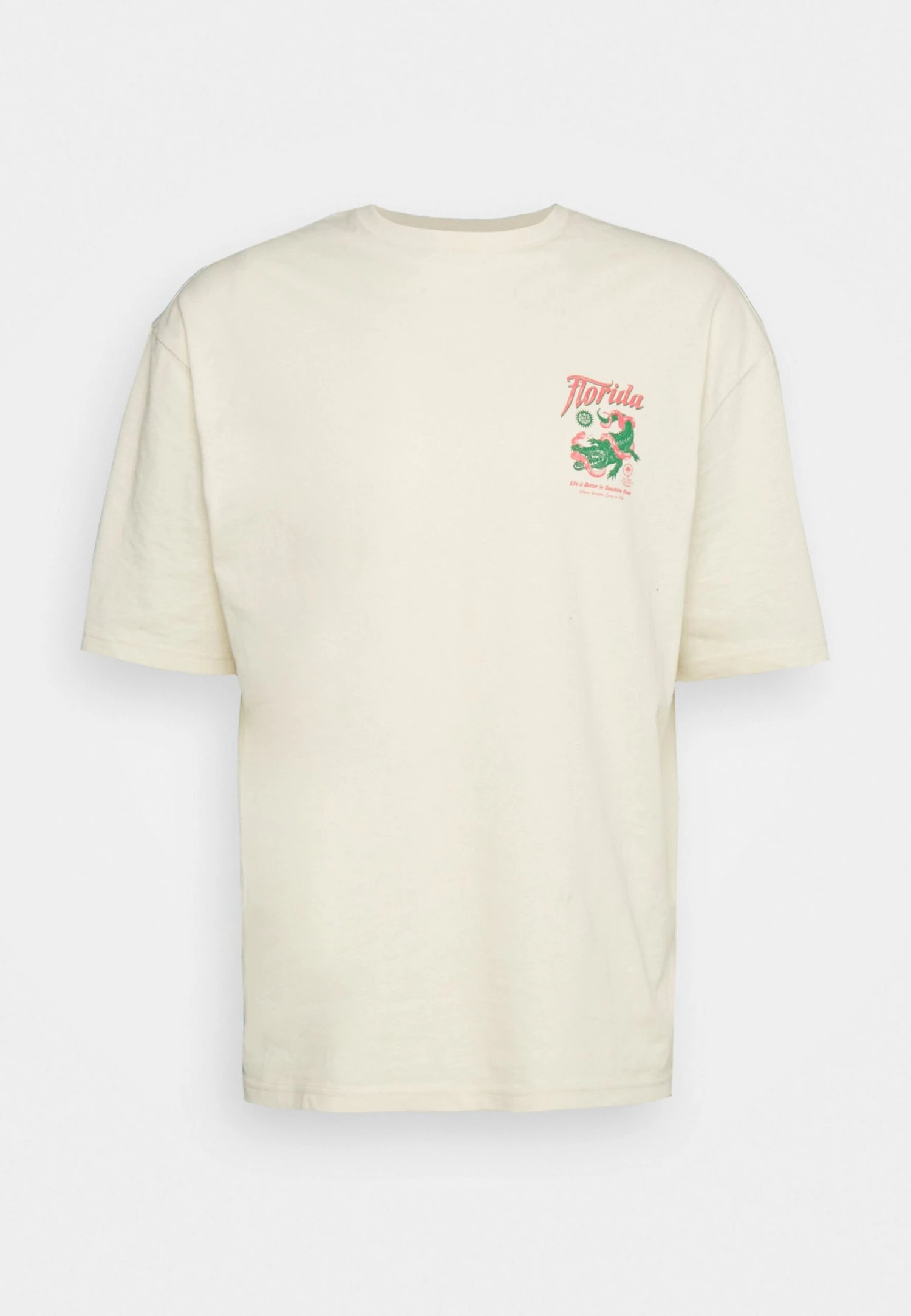 YOURTURN Crocodile Florida Graphic Tee Unisex- T-Shirt Print - Beige 4 YOURTURN Crocodile Florida Graphic Tee Unisex- T-Shirt Print - Beige - Afbeelding 4