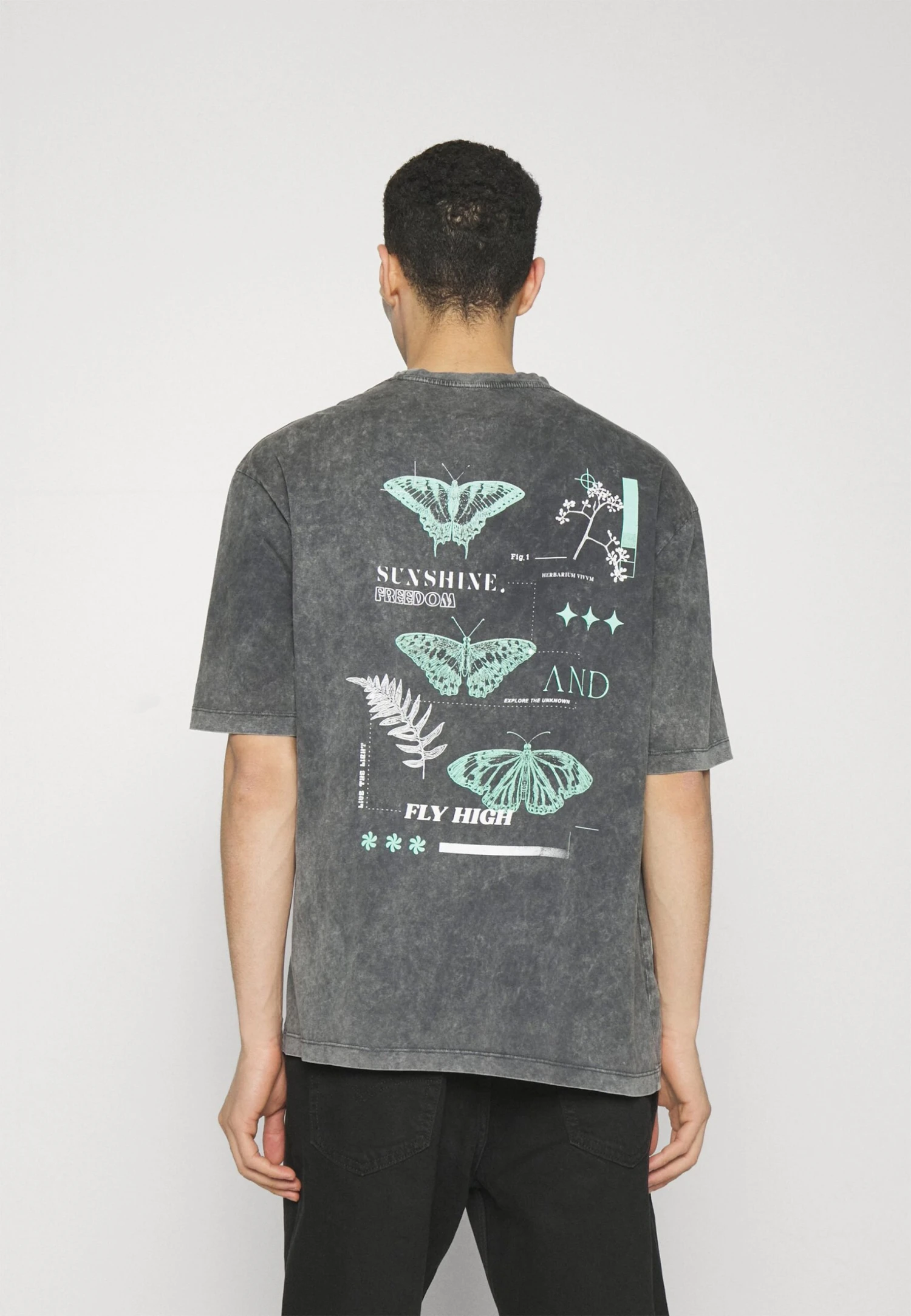 YOURTURN Unisex - T-Shirt Print - Mottled Black 1 YOURTURN Unisex - T-Shirt Print - Mottled Black