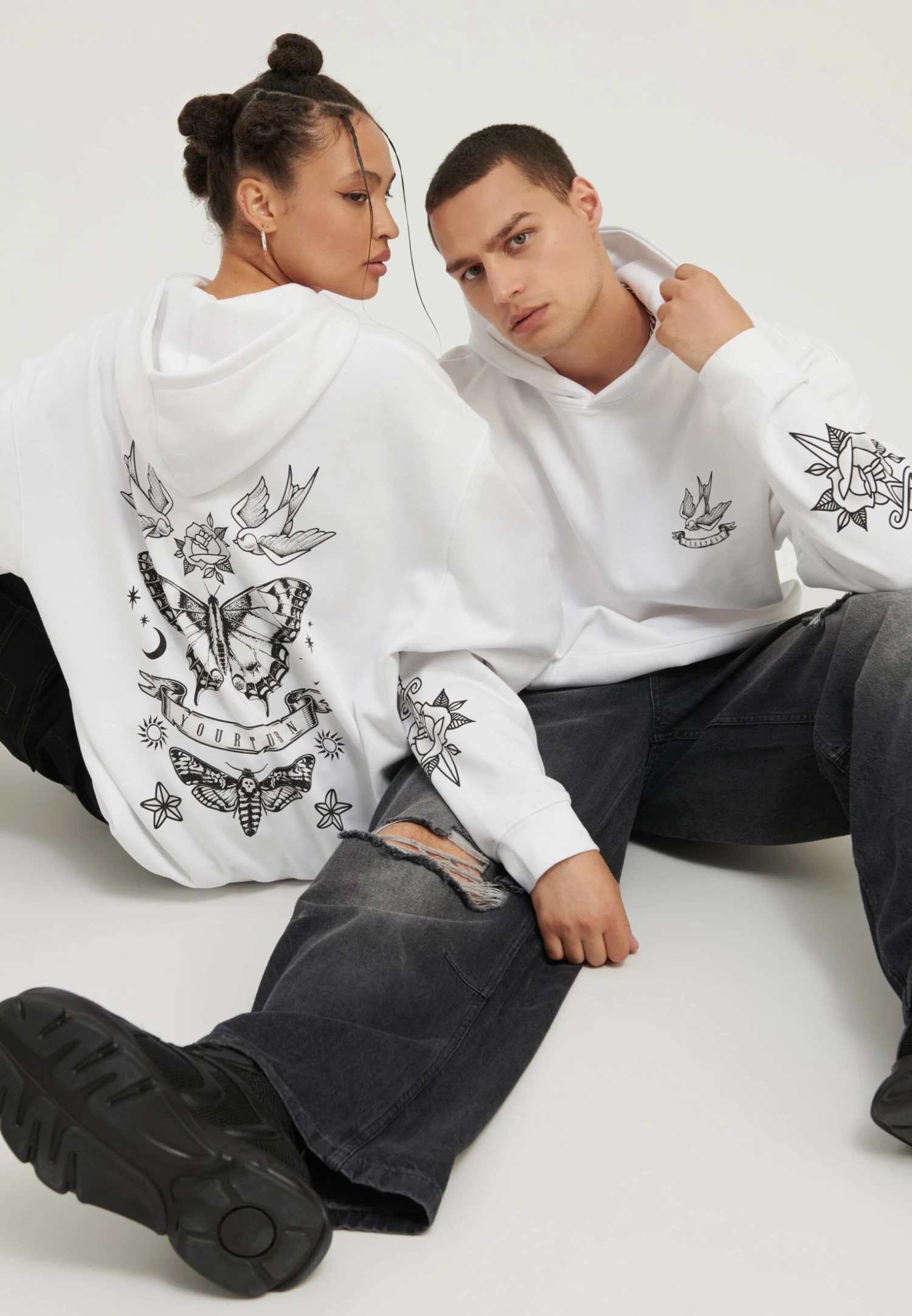 YOURTURN Unisex - Hoodie - White 2 YOURTURN Unisex - Hoodie - White - Afbeelding 2