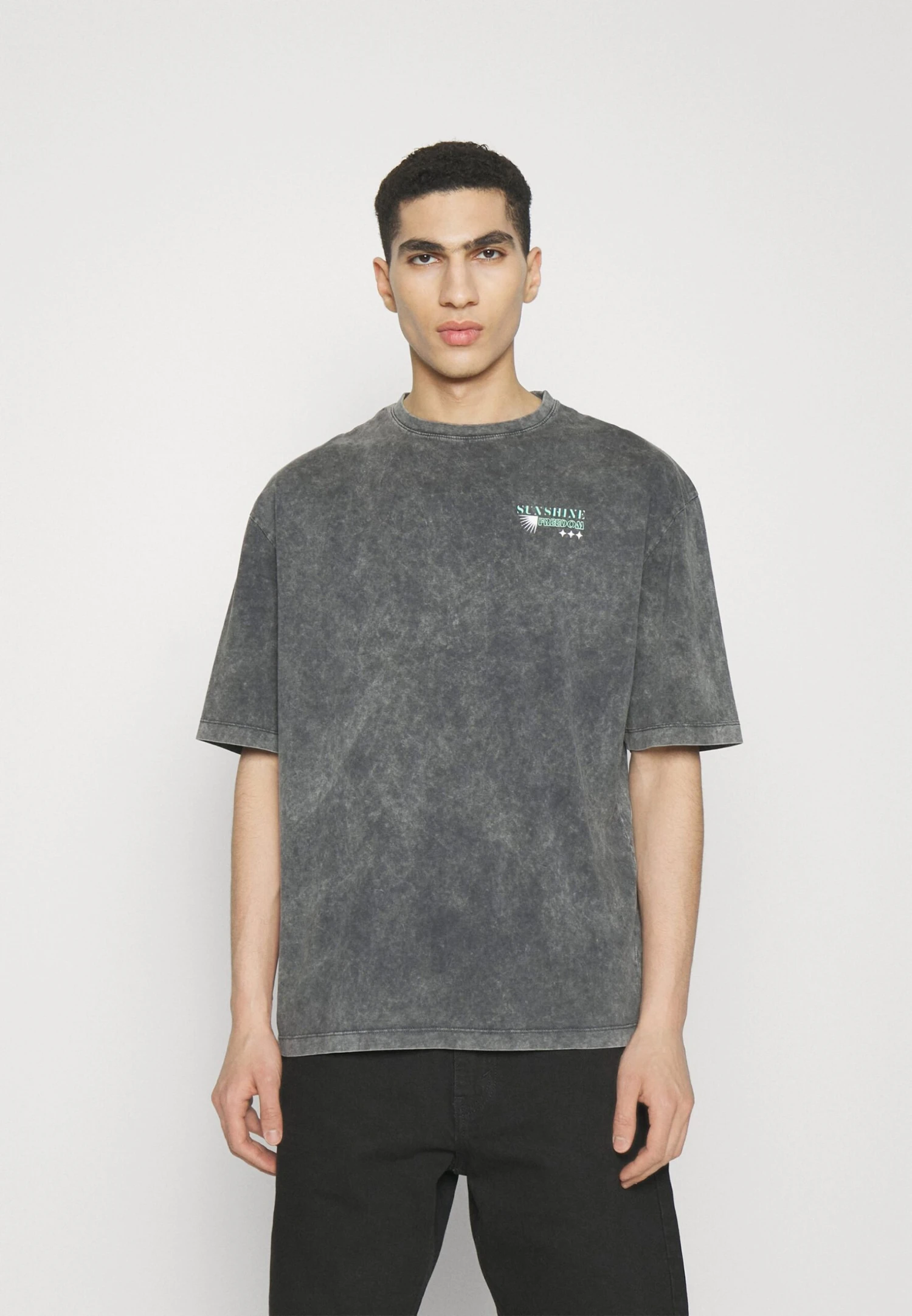 YOURTURN Unisex - T-Shirt Print - Mottled Black 3 YOURTURN Unisex - T-Shirt Print - Mottled Black - Afbeelding 3