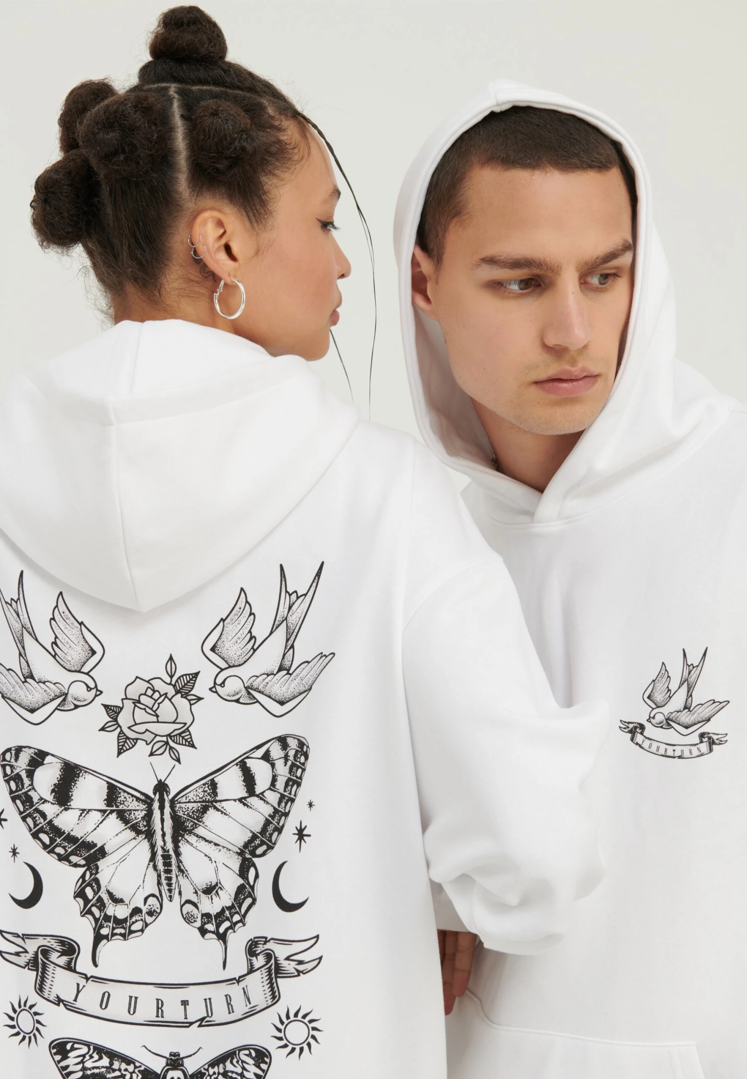 YOURTURN Unisex - Hoodie - White 4 YOURTURN Unisex - Hoodie - White - Afbeelding 4