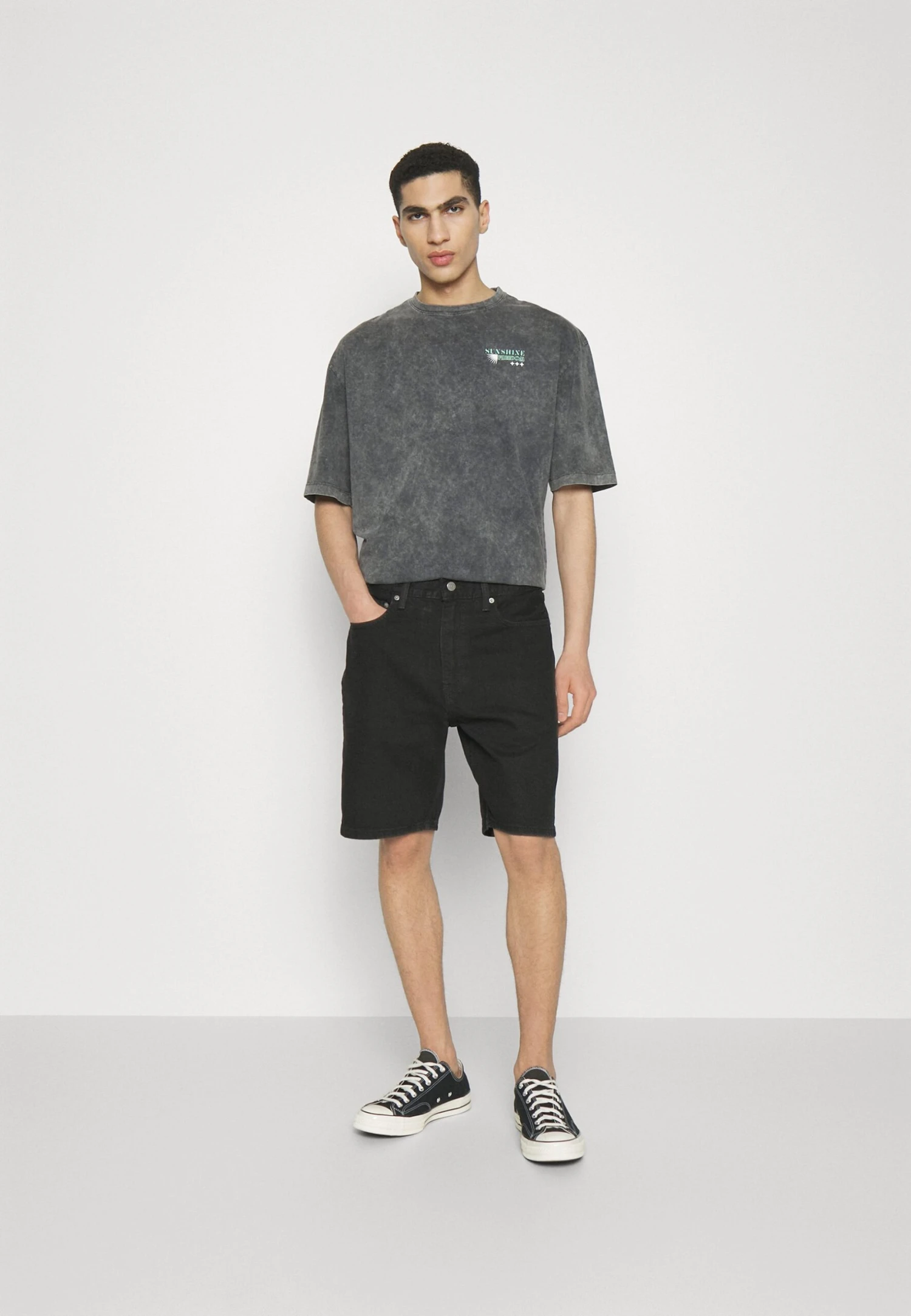 YOURTURN Unisex - T-Shirt Print - Mottled Black 2 YOURTURN Unisex - T-Shirt Print - Mottled Black - Afbeelding 2